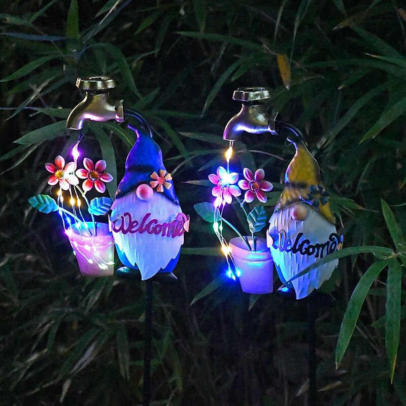 Solar Landscape Lights Faucets Courtyard Lights Outdoor Garden Lighting Cartoon Elf Lawn Lights Wrought Iron Shaped Lights Festive Atmosphere Surround Lights And Plug-In Lights  1PC