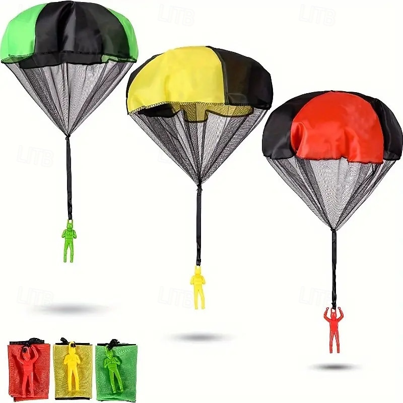 6pcs Vibrant Parachute Toys for Kids - Colorful Durable Plastic Parachutes with Net Canopy for Outdoor Play Ideal Easter Basket Gift for Boys & Girls Aged 3-10 Outdoor Play Equipment  Colorful Toy