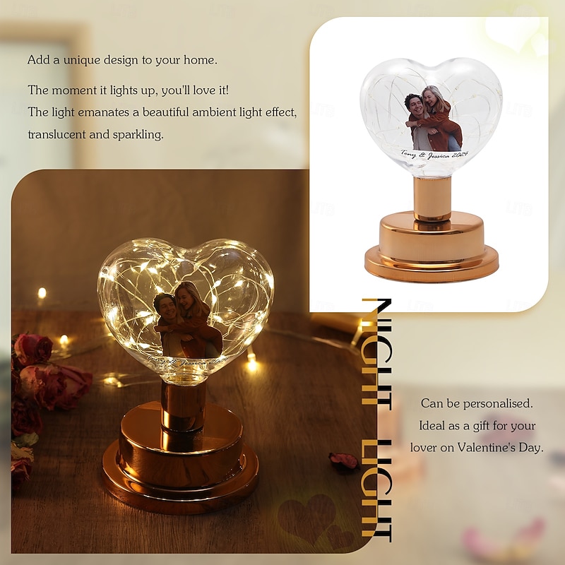 Personalized LED Heart-Shaped Light, Custom Photo & Text, Perfect Gift for Couples, Anniversary, Birthday, Valentine's Day, Home Decor, Xmas & New Year3