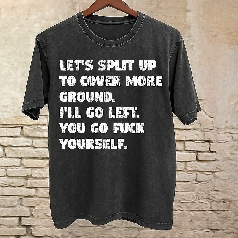 Men's Funny Offensive T shirt Tee Washed Shirt 100% Cotton Short Sleeve Graphic Shirt Black Comfortable Tee Street Daily Fashion Designer Clothing