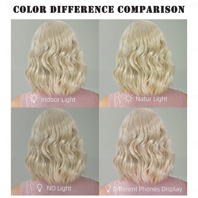 Synthetic Wig Wavy Water Wave Side Part Deep Parting Machine Made Wig 30 inch A1 Synthetic Hair Women's Fashionable Design Classic Comfortable Blonde4