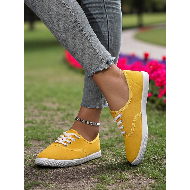 Women's Canvas Sneakers – Lightweight Lace-Up Casual Shoes for Spring Outings, Street Style, and Everyday Comfort4