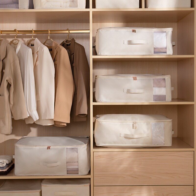 Oxford Fabric Clothes Storage Bag for Bedding and Quilt, Foldable Large Capacity Organizer Bag with Zipper and Handles, Moving Luggage Packing Bag for Closet or Travel3