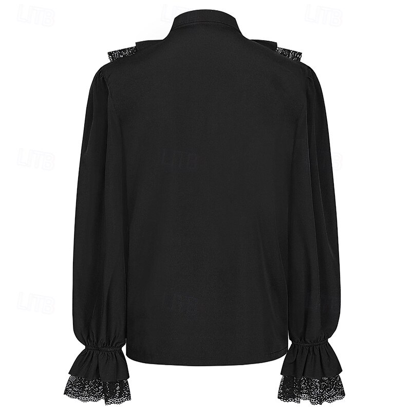 Retro Vintage Medieval Renaissance Blouse / Shirt Vampire Pirate Fancy Dress Men's Fantasy Royal Halloween Carnival Party LARP Ren Faire Adults' Shirt2