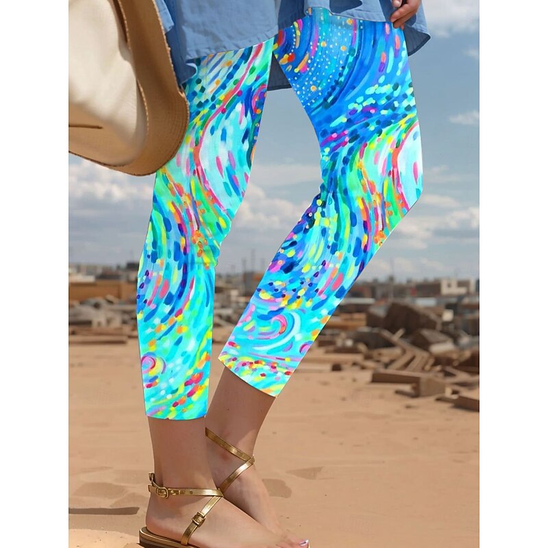 Women's Leggings Vacation Vintage Fashion Ankle-Length High Waist Colorful Floral Graphic Printing Thermal Warm Soft Breathable Stretchy Vacation Casual Daily Black Pink Blue Spring Slim Fit