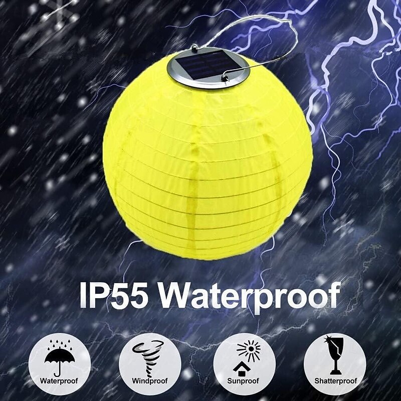 10pcs 12inch Solar Powered Lanterns Waterproof Outdoor White Nylon Cloth Paper Lantern Lamps Garden Hanging Paper Lanterns for  Outdoor Garden Wedding Halloween Party Decoration3