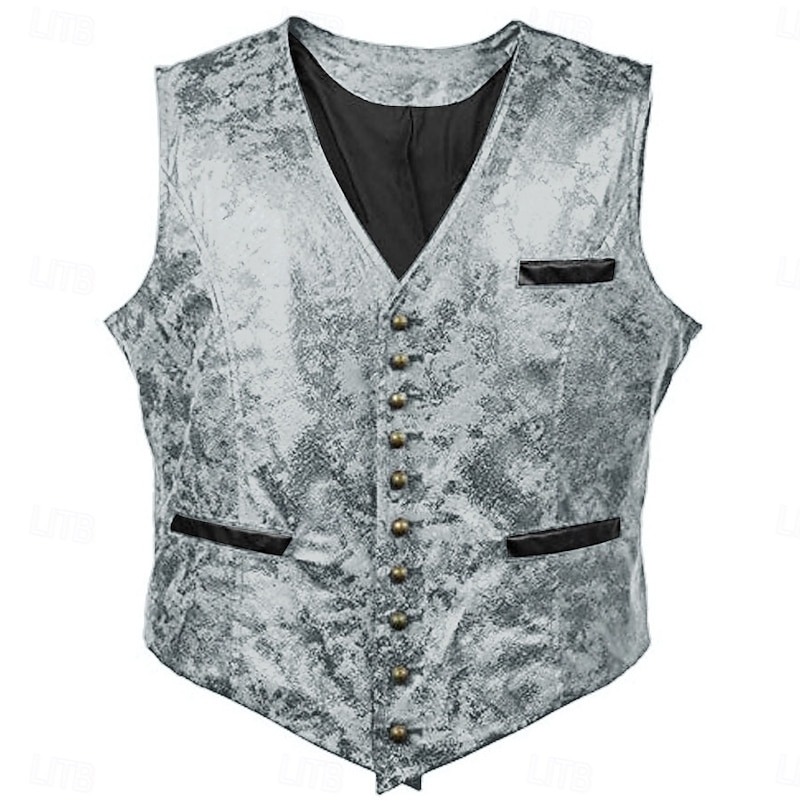 Rococo Baroque Victorian Vest Waistcoat West Cowboy Solid Color Fancy Dress Men's Carnival Carnival Event / Party Bachelorette Party Adults' Vest Spring Fall Winter4