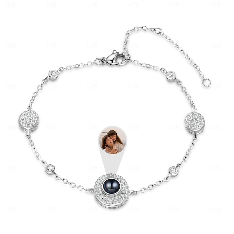 Personalized Photo Projection Bracelet, Custom Best Gift for Her, Light and Shadow Jewelry – Mother's Day, Valentine's Day, Christmas, Anniversary, Birthday Gift for Mom, Wife, Girlfriend, Grandma