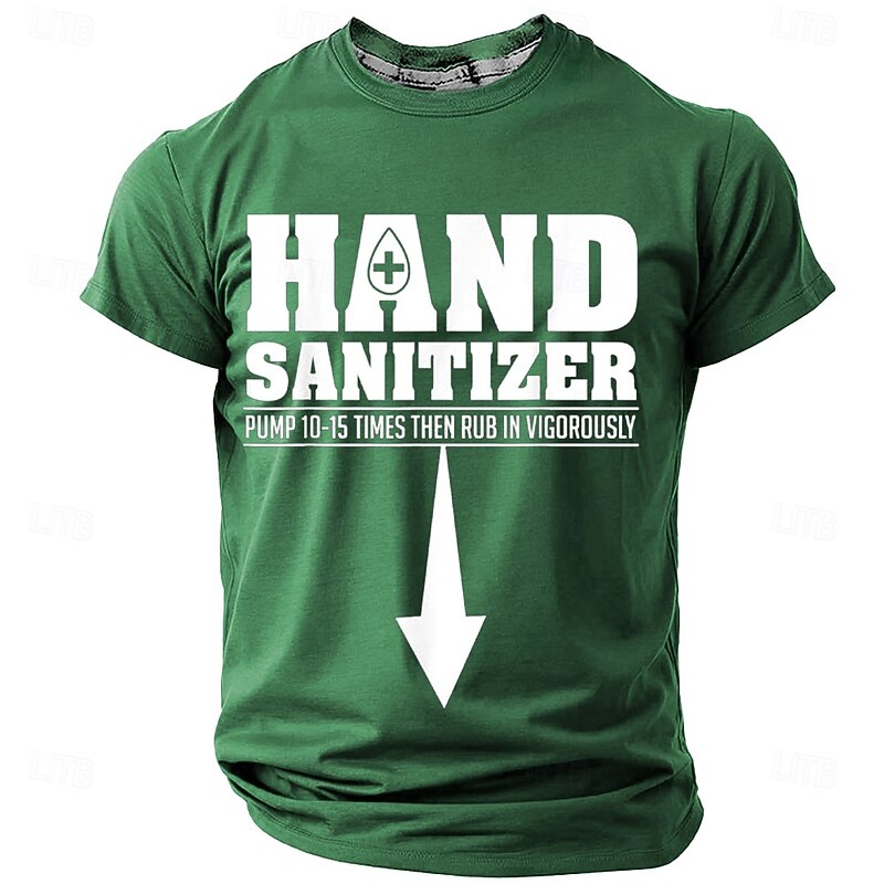 Men's Funny Hand Sanitizer Adult Humor Graphic T-Shirt with Pump Vigorously Pun2