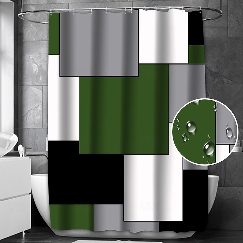 Shower Curtain with Hooks 180cm*180cm(70