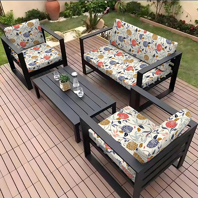 1 pc Seat Cushion Cover Patio Slipcover Floral Yarn Dyed Microfiber Slipcovers