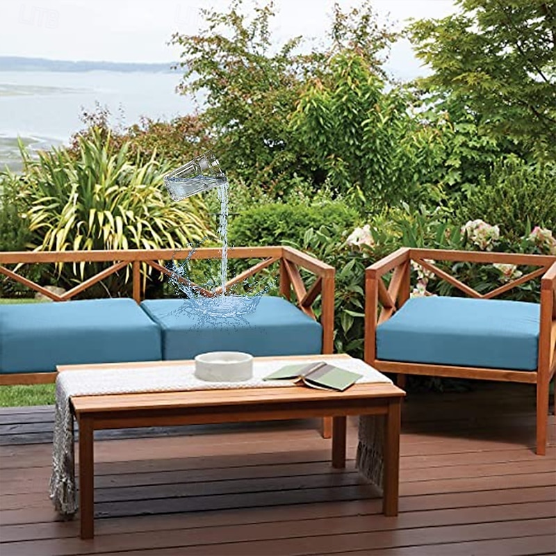 2 Pcs Patio Cushion Covers, 100% Waterproof Outdoor Sofa Wicker Sofa Seat Cover Waterproof Couch Slipcover,Oxford Wicker Chair Cover Furniture Protector