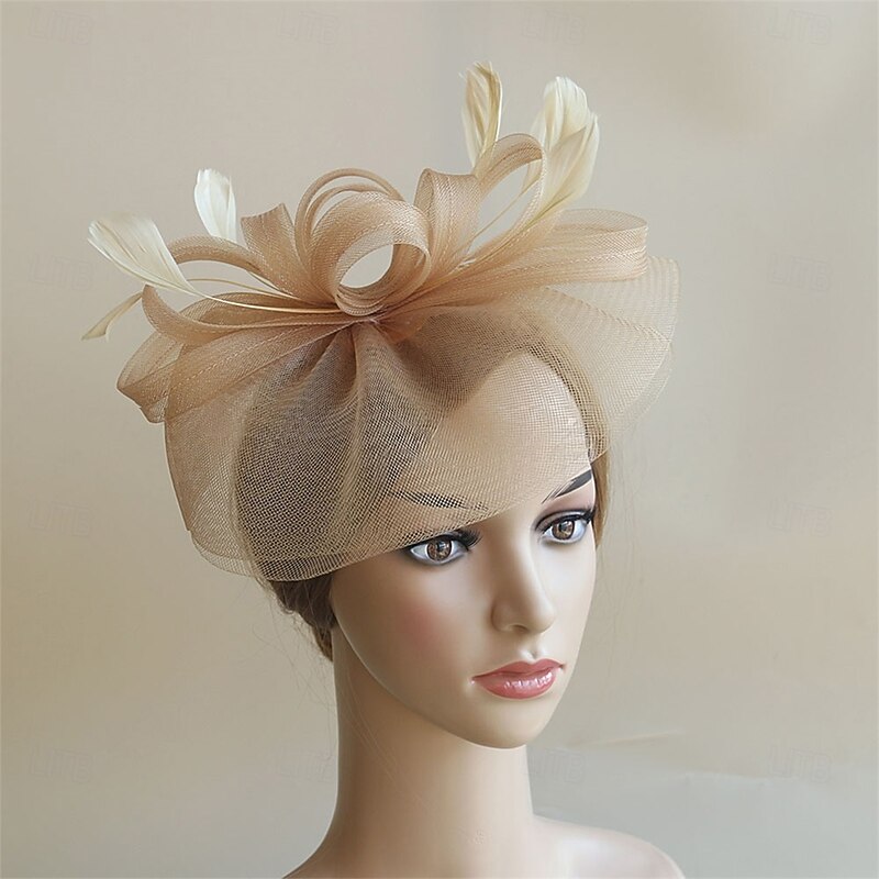 Headdress Feather Net Fedora Hat Wedding Evening Party Tea Party Horse Race Cocktail Vintage Cute With Feather Headpiece Headwear2