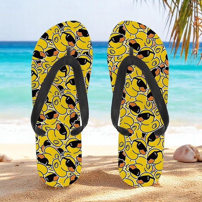 Men's Duck Printed Flip Flops – Fun & Casual Style for Beach Walks, Outdoor Summer Parties & Poolside Lounging