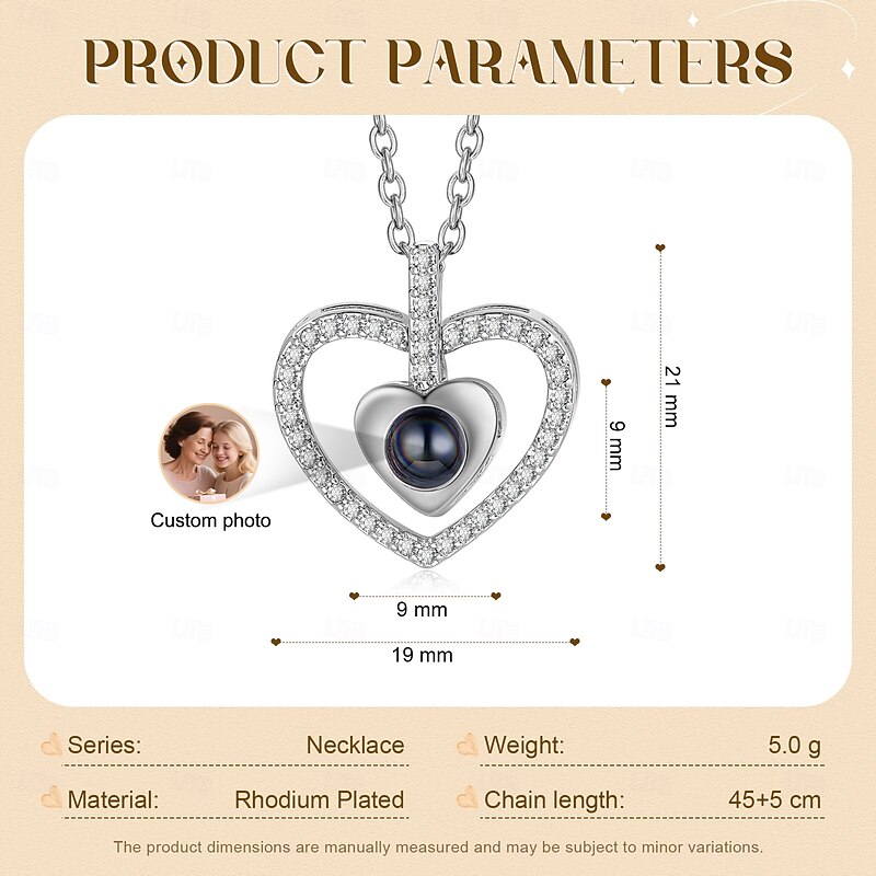 Personalized Projection Necklace, Custom Best Gift for Her, Light and Shadow Photo Projection Jewelry for Mother's Day, Valentine's Day, Christmas, Birthday Gift for Mom, Wife, Girlfriend2