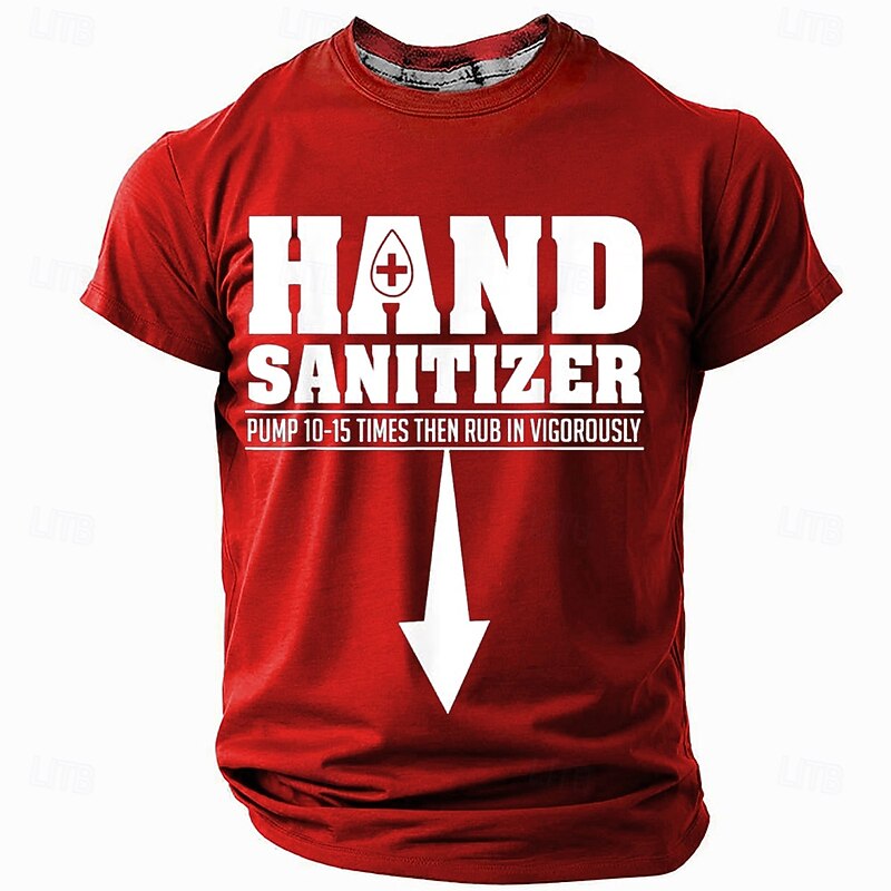 Men's Funny Hand Sanitizer Adult Humor Graphic T-Shirt with Pump Vigorously Pun