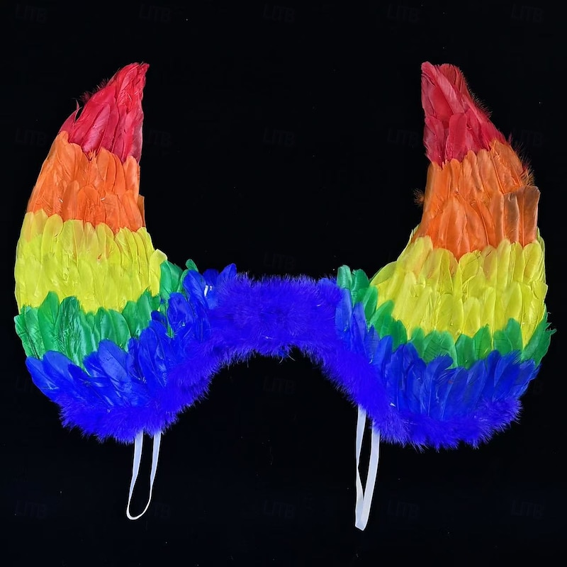 Drag Queen Pride Rainbow Feather Wings Rainbow Angel Wings Adults' Unisex Casual Pride Parade Pride Month Halloween Easy Carnival Costume2