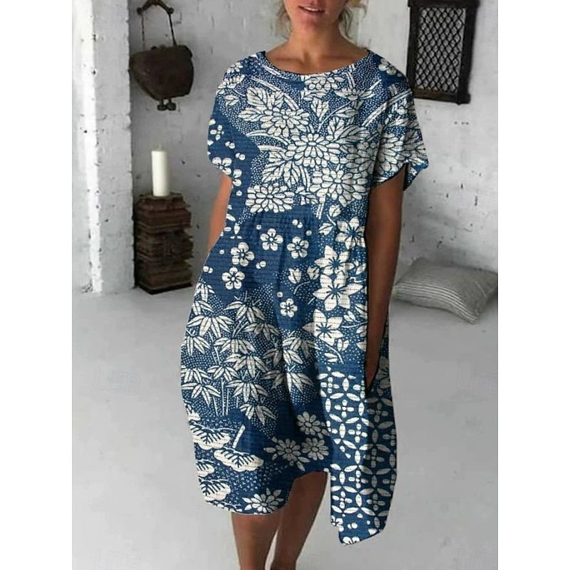 Women's Midi Dress Sheath Dress Work Dresses Vacation Casual Boho Daily Going out Beach Regular Fit Floral Graphic Sleeveless Crew Neck Light Yellow Blue Sky Blue Orange Summer Spring2