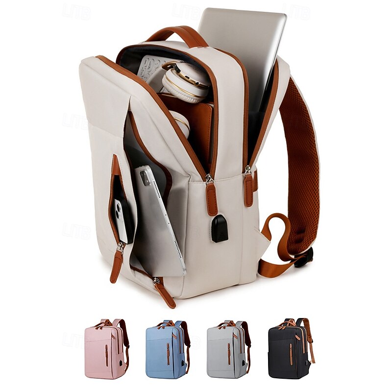 Women's Laptop Backpack with USB Charging Port - Durable Waterproof Fabric, Multi-compartment Design, Stylish and Practical for School, Commuting and Travel