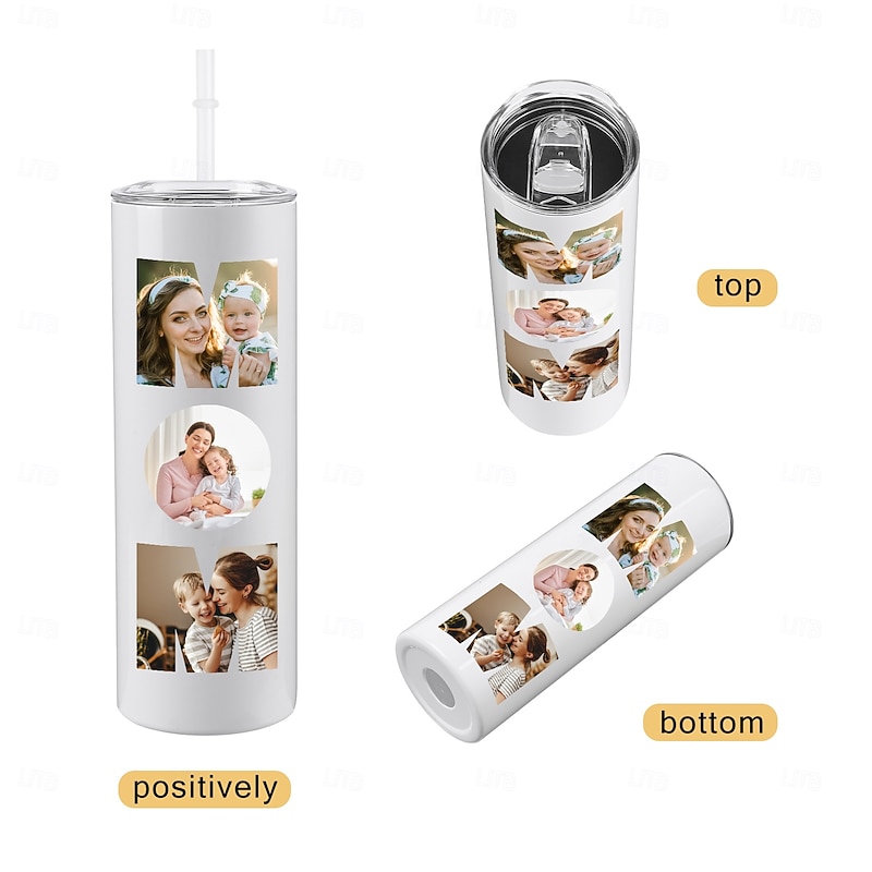 Personalized Tumbler with Straw Custom Photo Gift for Mom 30oz Stainless Steel Insulated Cup, Mother's Day Birthday Gift for Mom Wife, Hot Cold Drink Travel Mug4