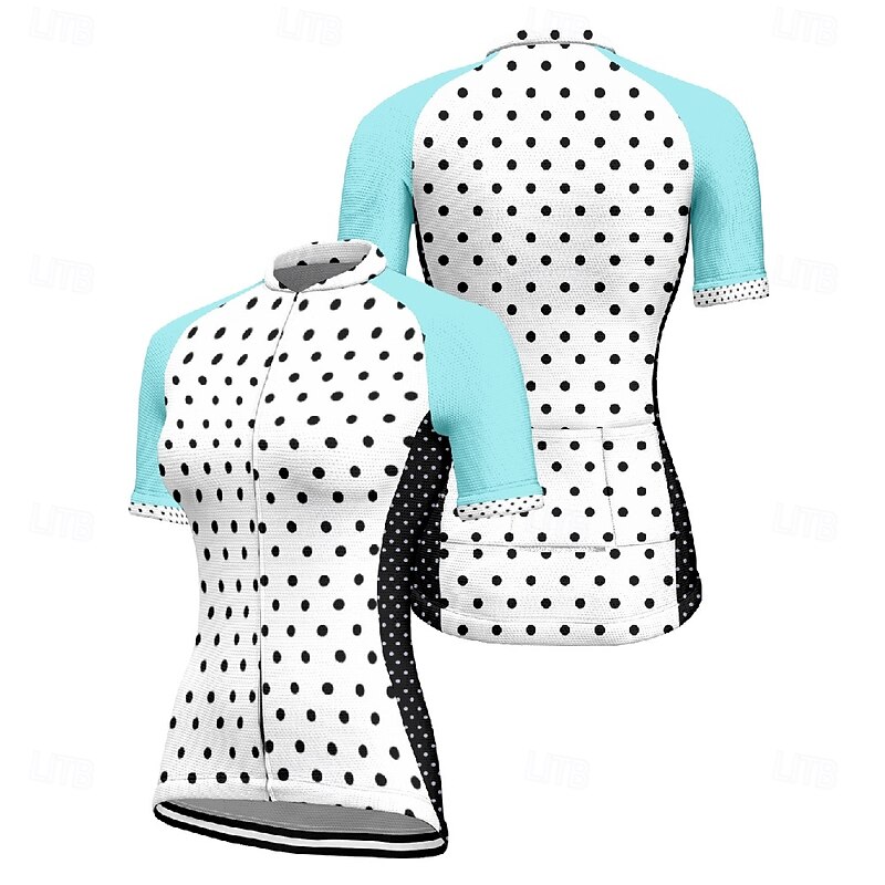 Women's Cycling Jersey Polka Dot Short Sleeve Bike Tee Tshirt Jersey with 3 Rear Pockets Mountain Bike MTB Quick Dry Anatomic Design Wicking Breathable Sports White Yellow Pink Clothing Apparel2