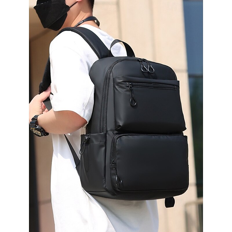 Men's Black Waterproof Laptop Backpack – Large Capacity Casual Travel Daypack with Multiple Pockets for School, Work and Outdoor Use Black Blue Gray
