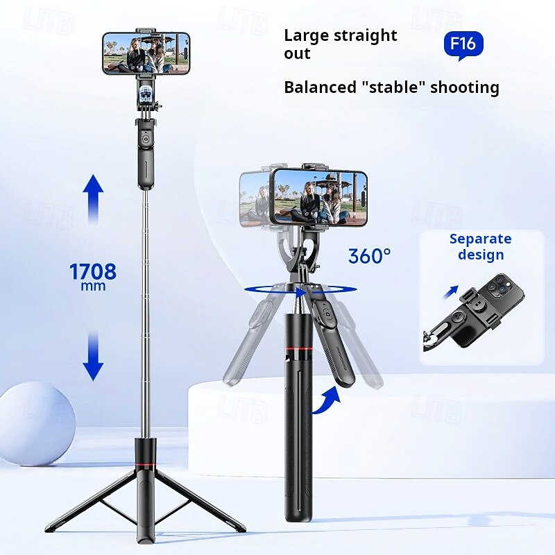 Cell Phone Selfie Stick Tripod, with Wireless Remote, Portable, Retractable, Aluminum Alloy, for iPhone, Samsung and Other Smartphones3
