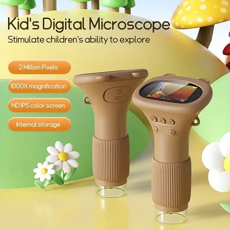 Children'S Portable Microscope Mini Handheld Pocket Digital Microscope for Children And Adults TF Card Slot Macro IPS Screen Electronic Magnifier Child'S Birthday Christmas Gift4