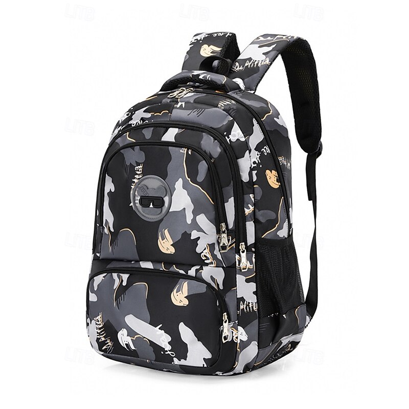 Stylish Camouflage Backpack with Multiple Compartments for Men and Women – Trendy School or Travel Backpack with Water Bottle Pocket, Available in Blue, Black, and Grey3