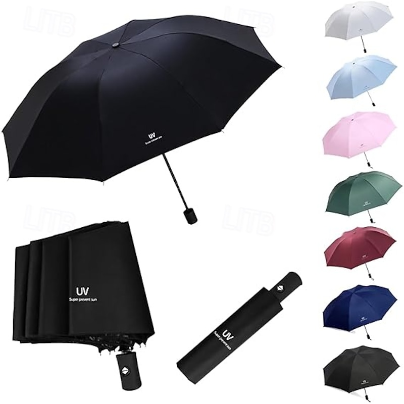Sun Umbrella Anti-UV Parasol, Lightweight Compact Travel Umbrella for Women Men, Waterproof Folding Sunshade, Portable UV Protection Rain or Shine