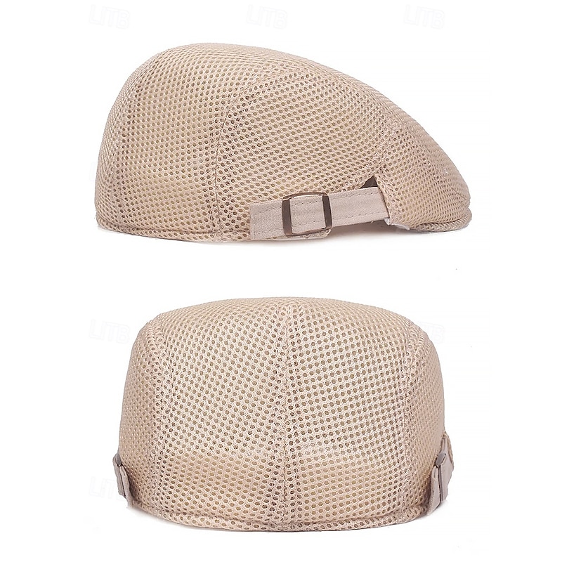 Men's Casual Mesh Flat Cap - Lightweight and breathable design with adjustable straps, multiple colors, fashionable for outdoor activities, sports and daily wear4