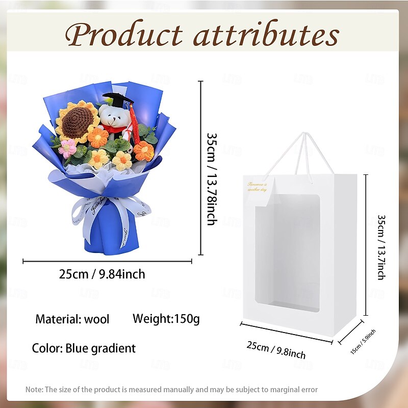 Graduation Crochet Flowers Bouquet Gift, Handmade Eternal Yarn Flower Keepsake – Unique Graduation Gift for Her, Class of 2025 Memory, Forever Blooming Ceremony Flowers4