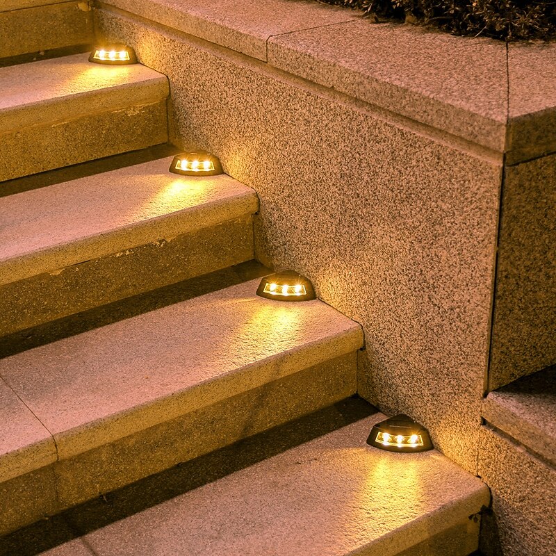 4 Pcs Solar Step Ground Light Solar Step Stair Decor Garden Lights Trail Light Outdoor Waterproof Yard Guide Light3