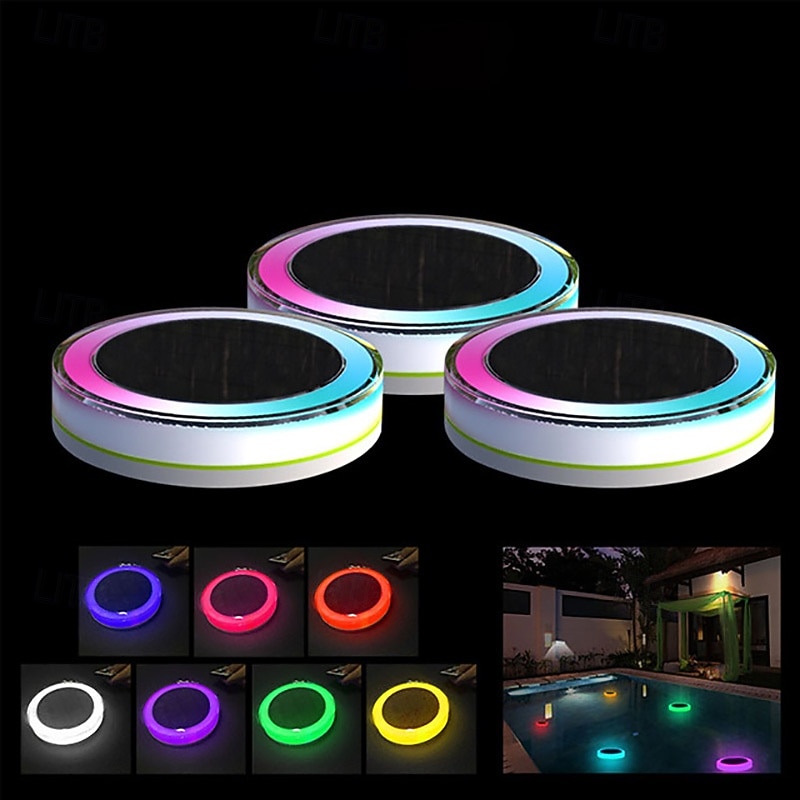 1 Pc Outdoor Waterproof Solar Pool Float Light Fountain Pool Landscape Light RGB16 Color Illusion Dimming Remote Control or APP Control Path Lawn Light2