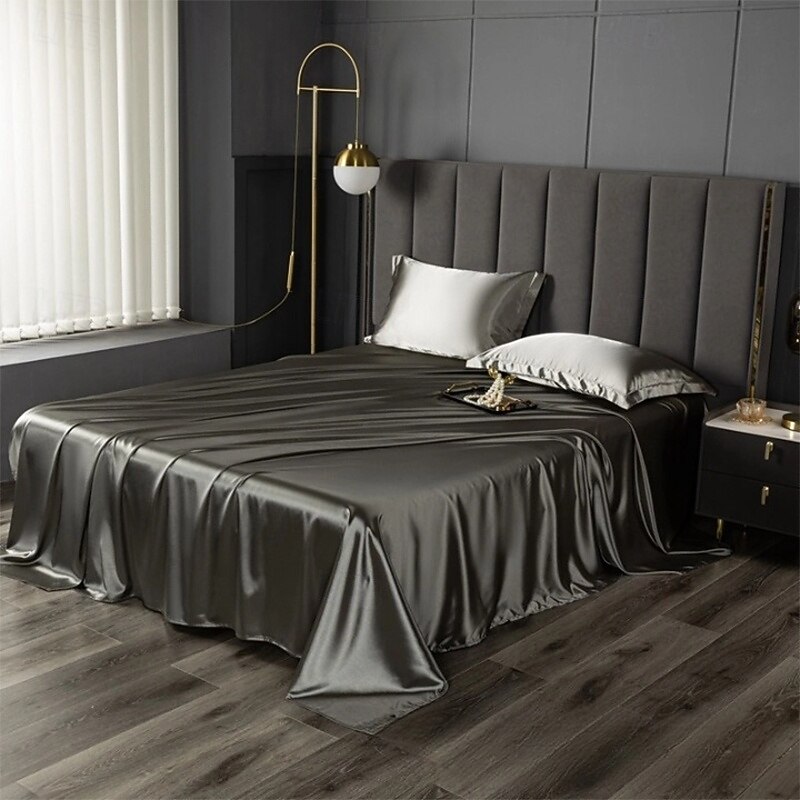 Ice Silk Bed Sheet Single Piece Satin Cloth Cool Silk Bed Sheet Imitation Silk Bed Sheet Pillowcase Three-piece Set2