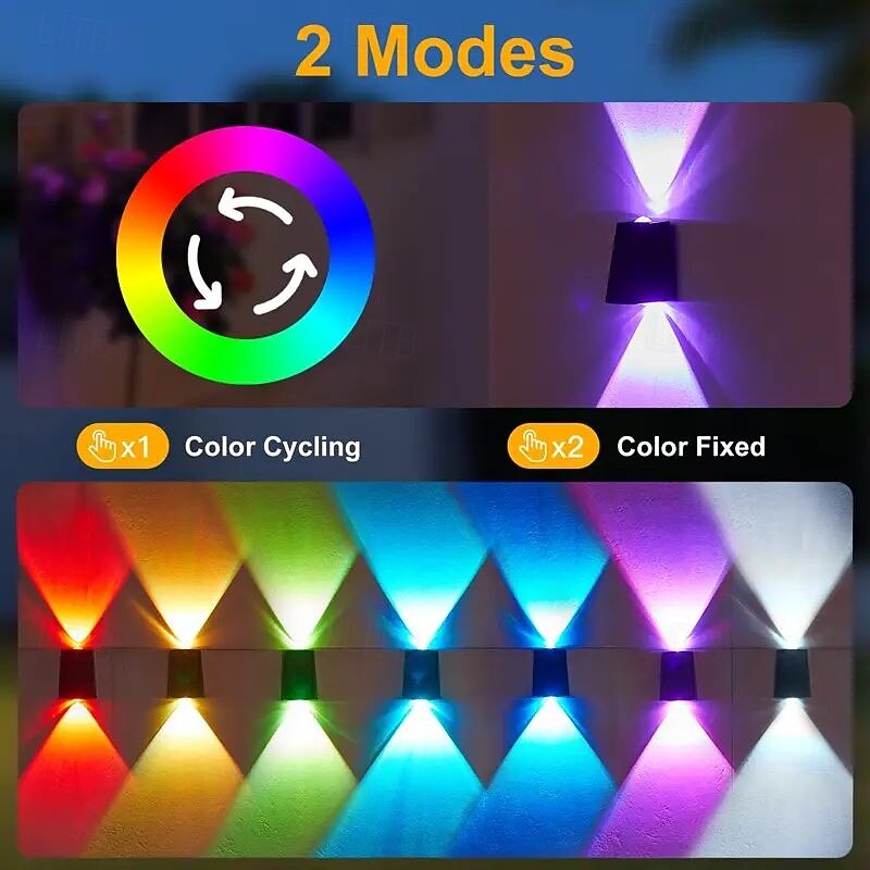 4 Pcs Solar Wall Light IP65 Waterproof Up and Down Lighting Landscape Light for Home Garage Porch Garden Terrace Holiday Decoration2