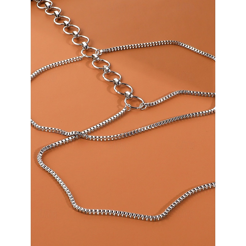 Women's Sexy Elastic Thigh Chain Harness – Adjustable Gold or Silver Body Jewelry with Ring Chain Design, Ideal for Beachwear, Festivals and Summer Party Outfits4