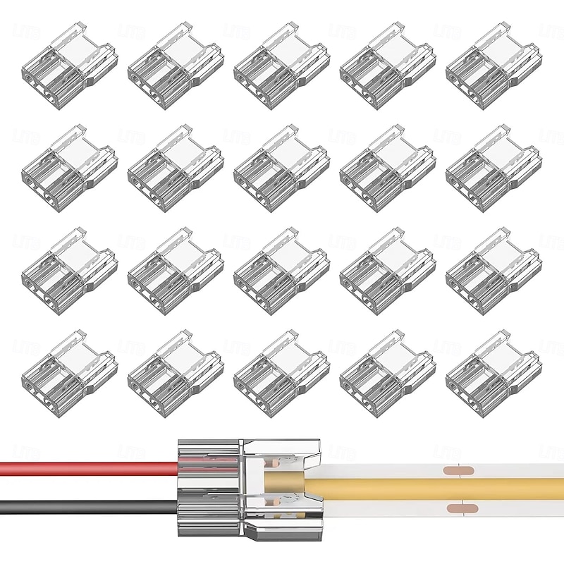 COB LED Strip Connectors 10 PCS 20 PCS 5mm 8mm 10mm 2-pin LED Strip Connectors LED Tape Connectors Transparent Solderless no Dark Areas Suitable for LED Light Connectors DIY COB/SMD