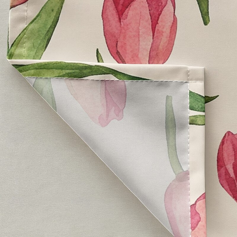 Shower Curtain with Hooks 180cm*180cm(70"*70") Polyester Washable Waterproof Floral Tulips Pattern Bathroom Decor2