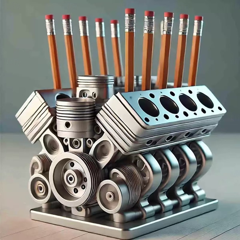 V8 Engine Pen Holder for Desk, Cool Desk Organizer for Men, Unique Mechanical Engine Decor, Pencil Holder, Gift for Men, Office or Home Decoration3