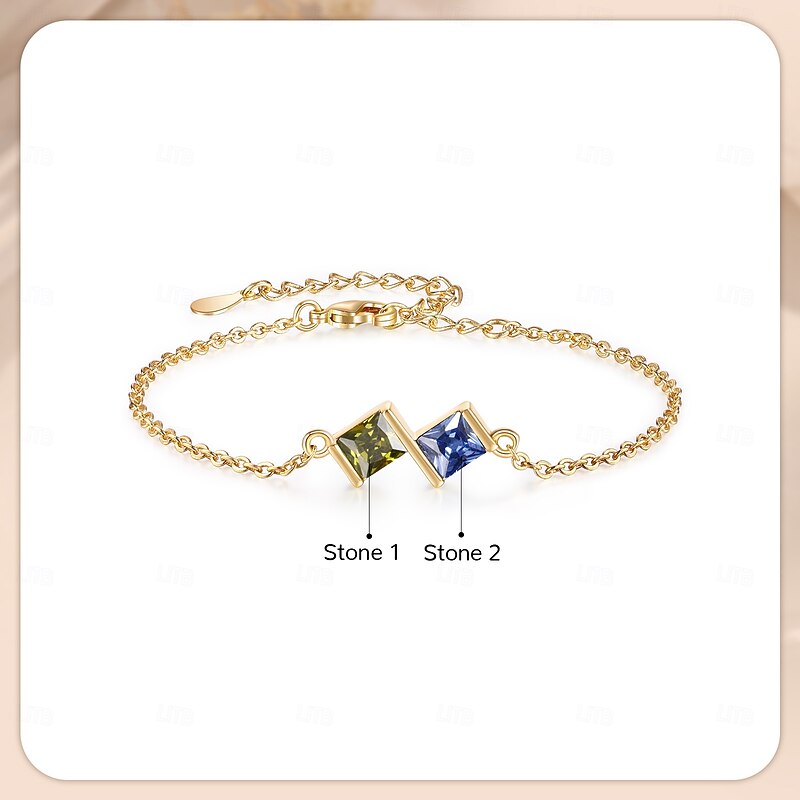 Personalized Birthstone Bracelet Custom Gift for Her, Exclusive Birthstone Adjustable Length, Mother's Day Valentine's Day Christmas Birthday Anniversary Gift, Symbol of Love & Protection for Mom Wife Girlfriend3