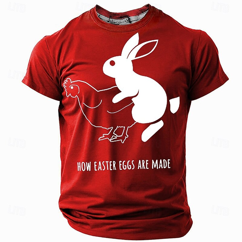 Easter Men's Animal Funny T Shirt Short Sleeve T shirt 3D Print Crew Neck Round Neck Shirt Fashion Daily Casual Street Casual Daily Black Red Blue Summer Spring All Seasons Clothing Apparel S M L XL2
