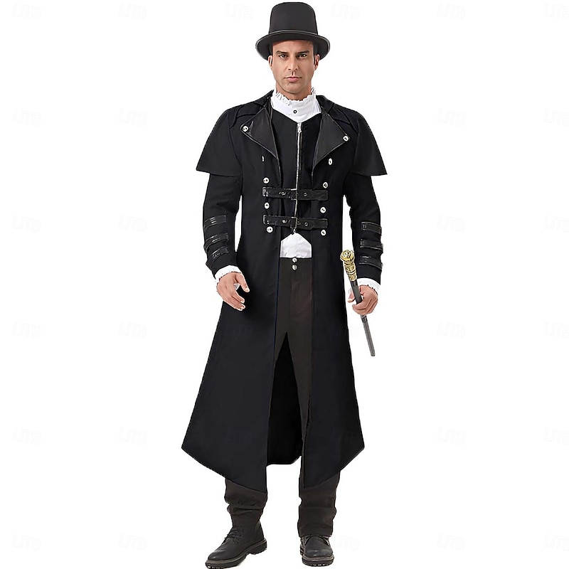 Punk & Gothic Victorian Steampunk Coat Cosplay Costume Outerwear Vampire Fancy Dress Men's Halloween Carnival LARP Ren Faire Adults Coat