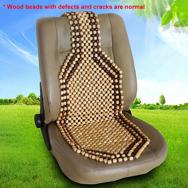Natural Wooden Bead Car Seat Cushion Universal Fit Cooling Massage Ventilated Seat Cover for Summer4