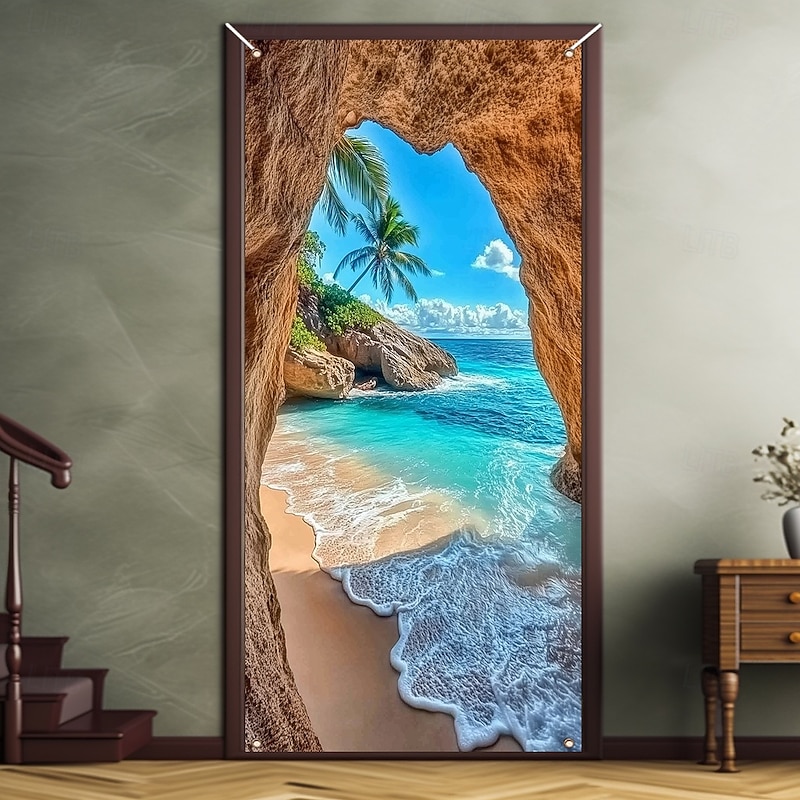 Ocean Cave Door Decorations Door Covers Door Tapestry Door Curtain Decoration Backdrop Indoor/Outdoor Door Banner for Front Door Farmhouse3