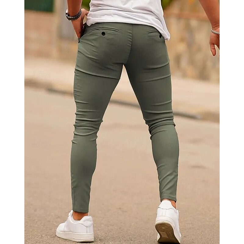 Men's Trousers Chinos Summer Pants Pocket Plain Comfort Breathable Full Length Vacation Daily Holiday Casual Athleisure Army Green Khaki4