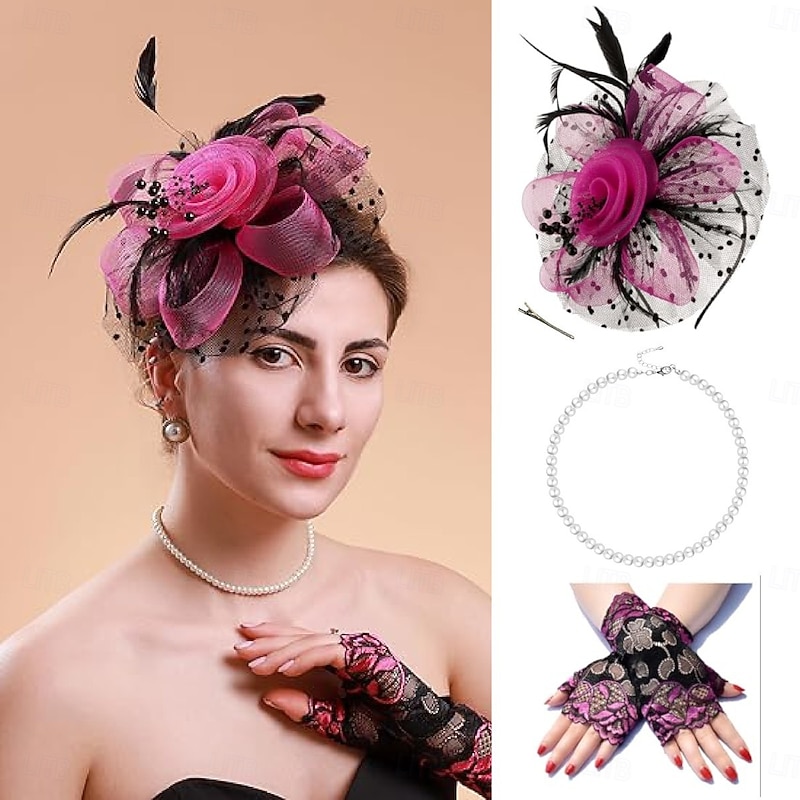 Necklace Wreaths Long Gloves Cosplay Accessories Accesories Set Elegant & Luxurious 1920s The Great Gatsby Polyester Rhinestone Lace Alloy For Cosplay Women's Costume Jewelry Fashion Jewelry2