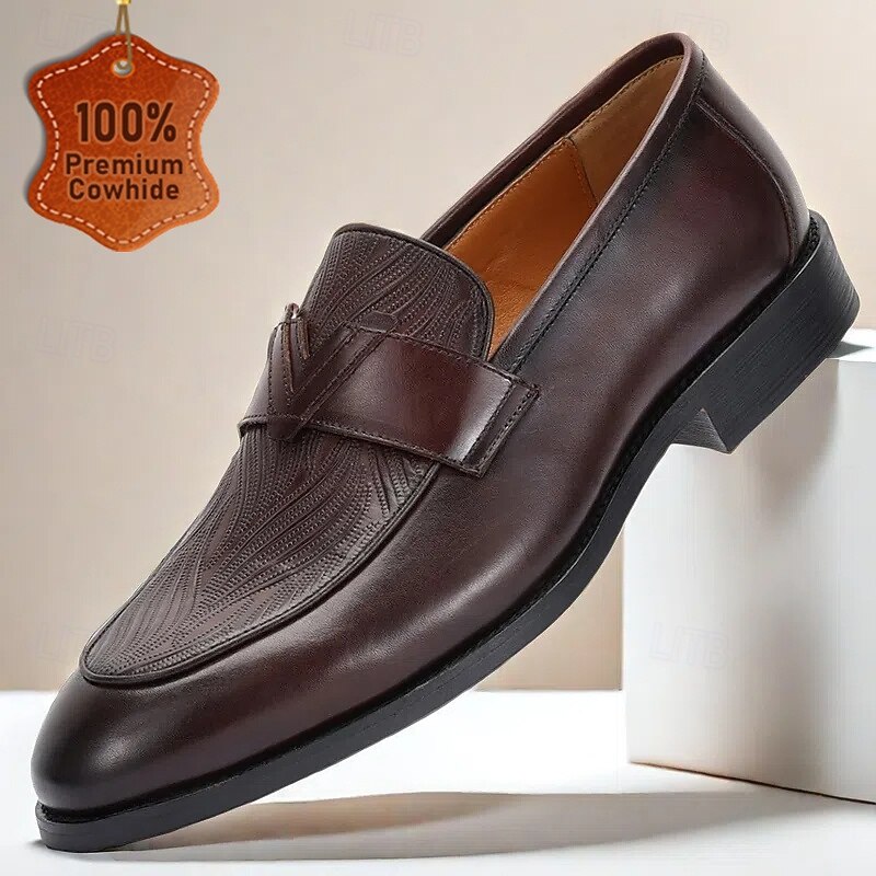 Men's Dark Brown Leather Penny Loafers – Classic Kentucky Derby Shoes for Race Day and Garden Party Outfits