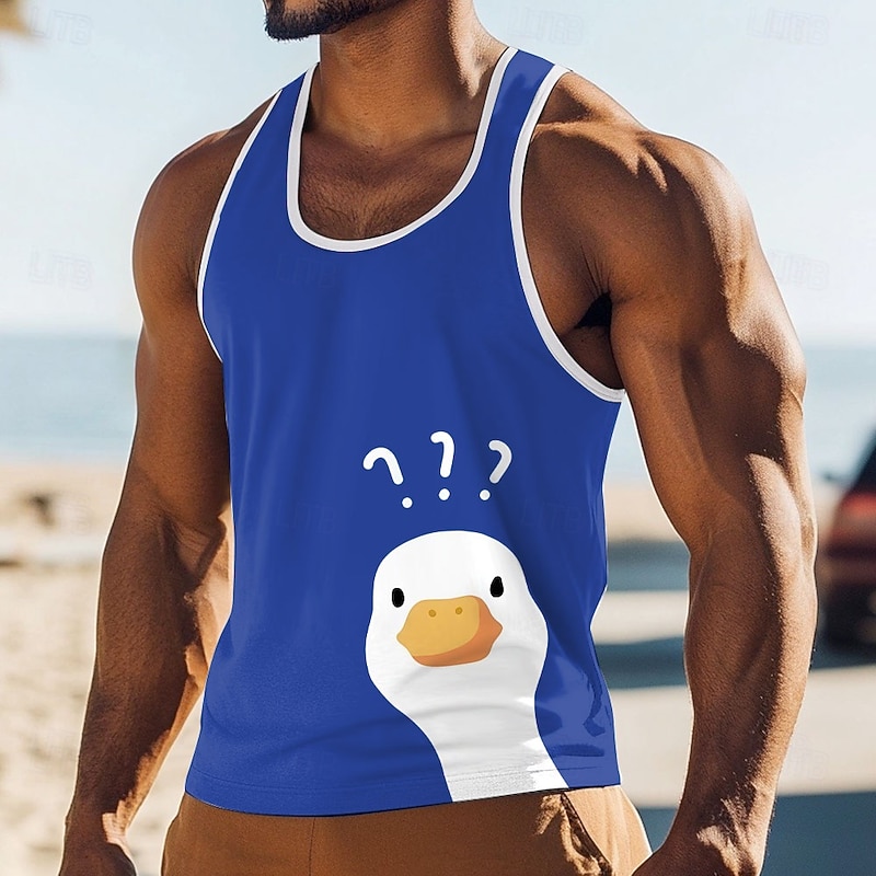 Men's Animal Funny T Shirt Vest Top Sleeveless T shirt 3D Print Crew Neck Shirt Vacation Street Casual Daily Black Red Blue Summer Spring Clothing Apparel S M L XL XXL XXXL