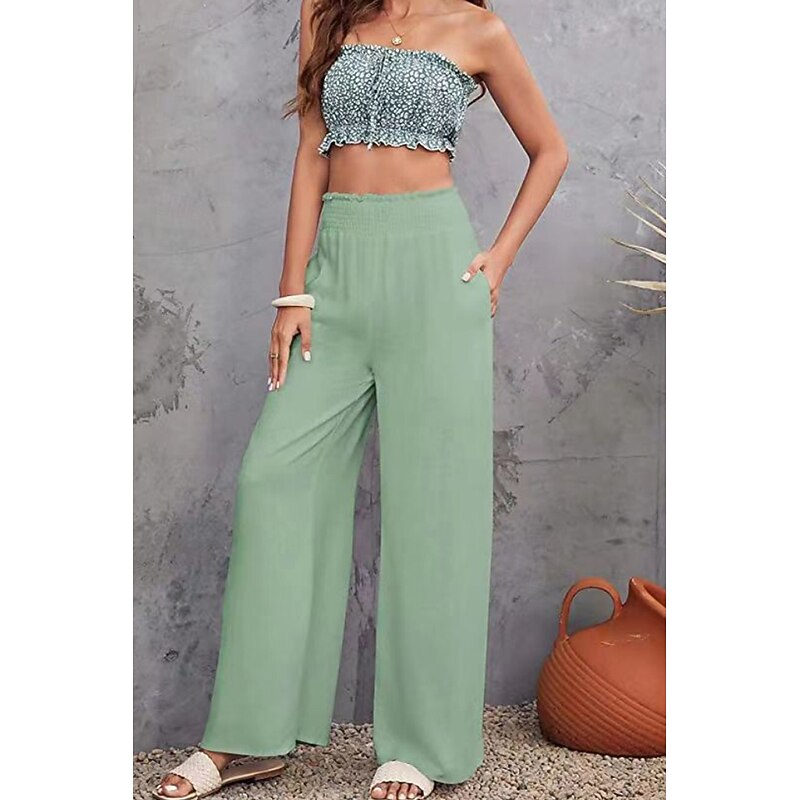 Women's Cotton Linen Pants Slacks Fashion Streetwear Full Length Natural Plain Pocket Elastic Waist Comfy Outdoor Casual Daily Weekend Magenta Apricot Navy Black Summer Regular Fit